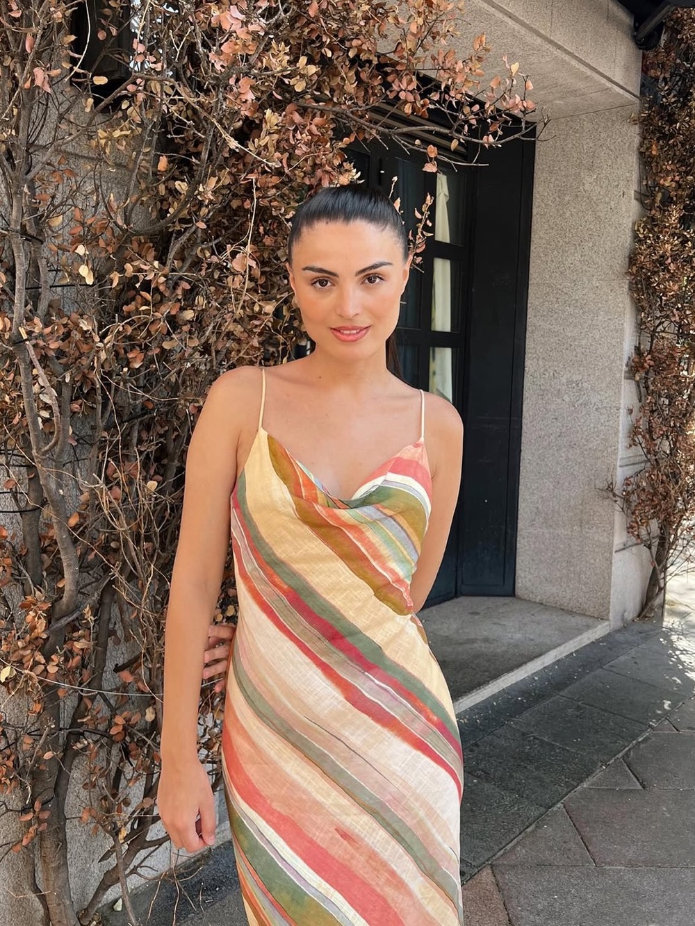 Commense Watercolor Striped Cami Dress Size Large NWT